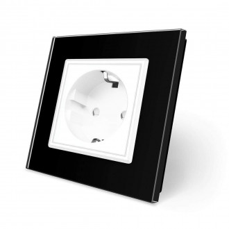 Розетка с заземлением Livolo черный белый стекло (VL-C7C1EU-12/11)