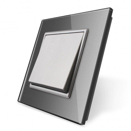 Одноклавишный выключатель Livolo серый стекло (VL-C7K1-15)