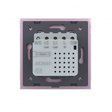 Сенсорный проходной выключатель Sense 2 сенсора Livolo розовый (722000417)