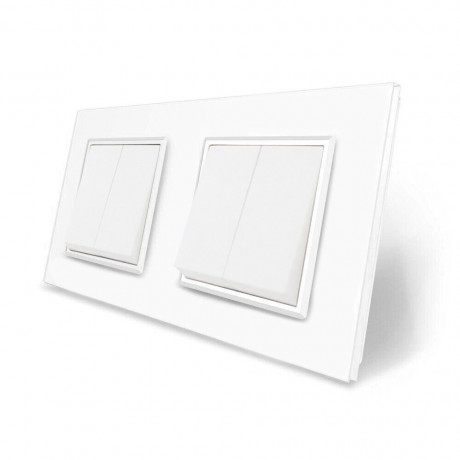 Комплект двухклавишных выключателей Livolo белый стекло (VL-C7K2K2-11)