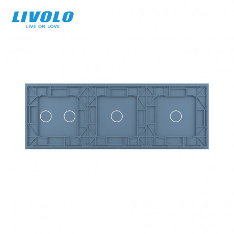 Сенсорная панель выключателя Livolo 4 канала (1-1-2) голубой стекло (VL-C7-C1/C1/C2-19)