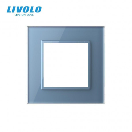 Рамка розетки 1 место Livolo голубой стекло (C7-SR-19)