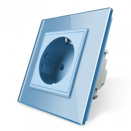 Розетка с заземлением Livolo голубой стекло (VL-C7C1EU-19)