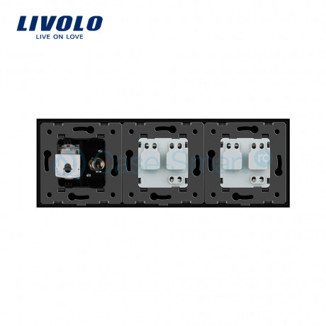 Розетка трехместная комбинированная Силовая Интернет ТВ Livolo белый стекло (VL-C7C2EU1C1V-11)