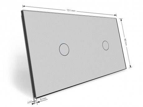 Сенсорная панель для выключателя 2 сенсора (1-1) Livolo серый стекло (C7-C1/C1-15)