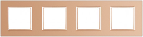 Рамка розетки 4 места Livolo золото стекло (C7-SR/SR/SR/SR-13)