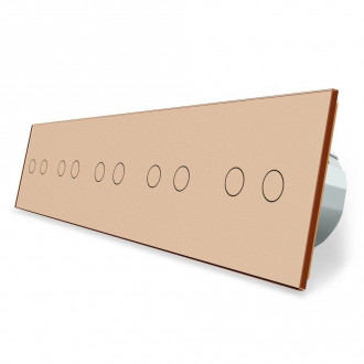 Сенсорный выключатель 10 сенсоров (2-2-2-2-2) Livolo золото стекло (VL-C710-13)