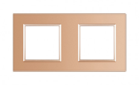 Рамка розетки 2 места Livolo золото стекло (VL-P7E/E-4A)