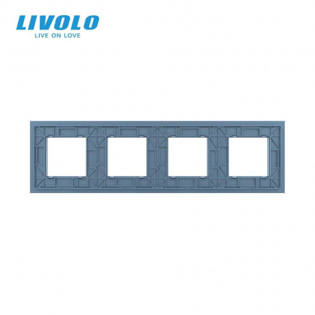 Рамка розетки 4 места Livolo голубой стекло (C7-SR/SR/SR/SR-19)