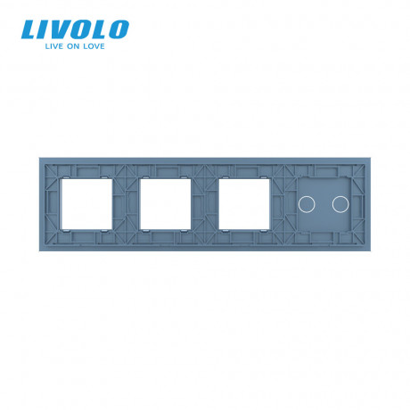 Сенсорная панель выключателя Livolo 2 канала и трех розеток (2-0-0-0) голубой стекло (VL-C7-C2/SR/SR/SR-19)