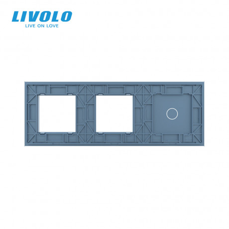 Сенсорная панель выключателя Livolo и двух розеток (1-0-0) голубой стекло (VL-C7-C1/SR/SR-19)