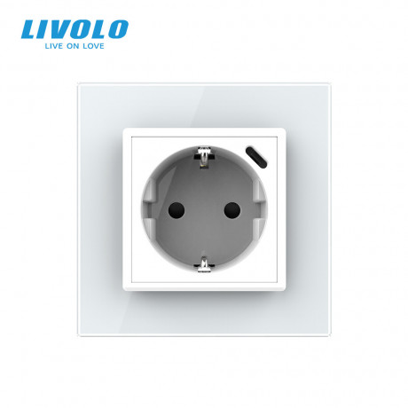Электрическая розетка с портом USB-C Livolo белый (VL-C7CTF16A.UC18W-2WP)