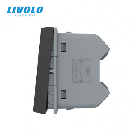 Механизм двухклавишный перекрестный выключатель Livolo черный (VL-FCMM10A-1BP)