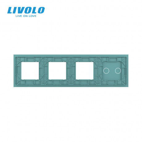 Сенсорная панель выключателя Livolo 2 канала и трех розеток (2-0-0-0) зеленый стекло (VL-C7-C2/SR/SR/SR-18)