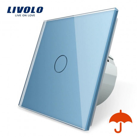 Сенсорный выключатель с защитой от брызг Livolo голубой стекло (VL-C701IP-19)