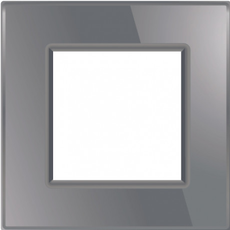 Рамка розетки 1 место Livolo серый стекло (VL-P7E-2I)