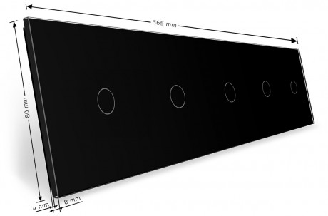 Сенсорная панель для выключателя 5 сенсоров (1-1-1-1-1) Livolo черный стекло (C7-C1/C1/C1/C1/C1-12)