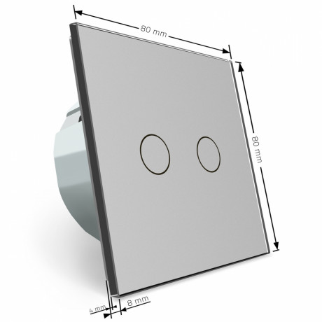 Сенсорный выключатель Livolo для ванной комнаты свет и вытяжка серый стекло (VL-C702-2IH-15)