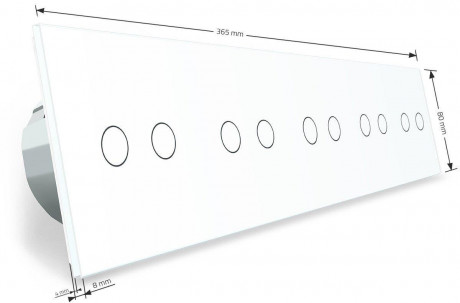 Сенсорный радиоуправляемый выключатель 10 каналов (2-2-2-2-2) Livolo белый стекло (VL-C710R-11)