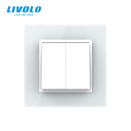 Двухклавишный перекрестный выключатель Livolo белый (VL-C7FCMM10A-1WP)
