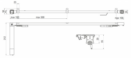 Прямий електрокарниз RAEX P220 в комплекті (В3 - две каретки)