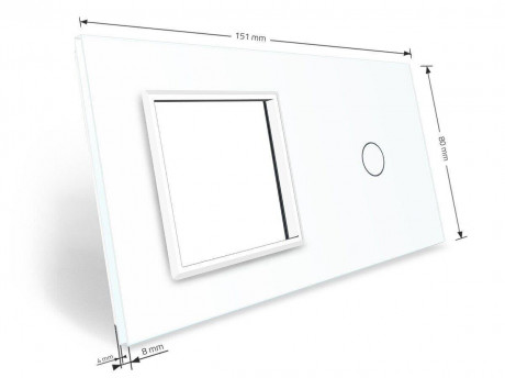 Сенсорная панель комбинированная для выключателя 1 сенсор 1 розетка (1-0) Livolo белый стекло (VL-P701/E-4W)