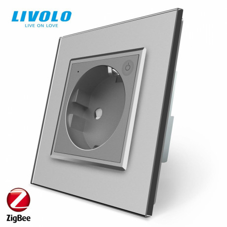 Умная розетка ZigBee с заземлением Livolo серый (704000815)