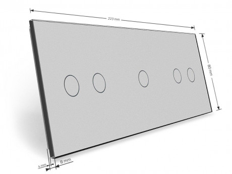 Сенсорная панель для выключателя 5 сенсоров (2-1-2) Livolo серый стекло (C7-C2/C1/C2-15)