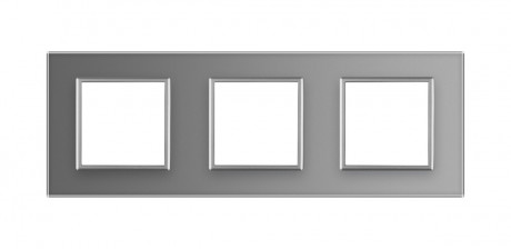 Рамка розетки 3 места Livolo серый стекло (C7-SR/SR/SR-15)