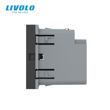 Механизм розетка USB type C с блоком питания 45W черный Livolo (VL-FCUC-2BP)