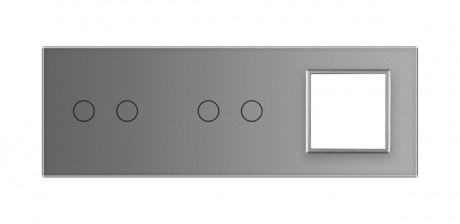 Сенсорная панель комбинированная для выключателя 4 сенсора 1 розетка (2-2-0) Livolo серый стекло