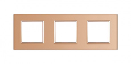 Рамка розетки 3 места Livolo золото стекло (C7-SR/SR/SR-13)