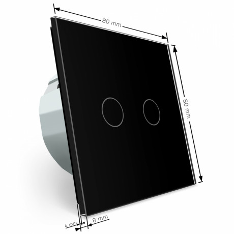 Сенсорный выключатель Livolo для ванной комнаты свет и вытяжка черный стекло (VL-C702-2IH-12)