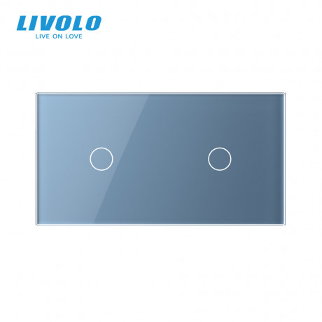 Сенсорная панель для выключателя 2 сенсора (1-1) Livolo голубой стекло (C7-C1/C1-19)