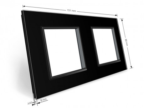 Рамка розетки 2 места Livolo черный стекло (VL-P7E/E-4B)