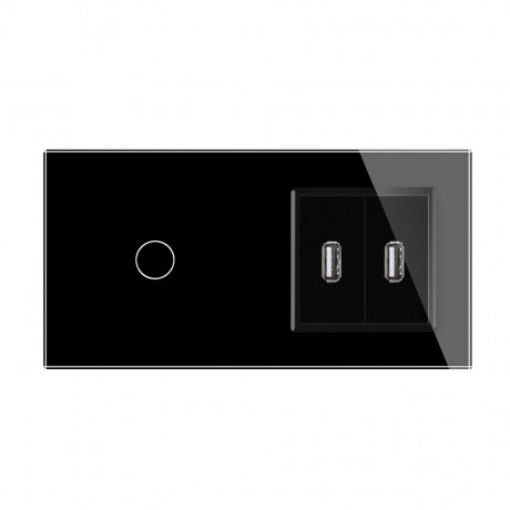 Сенсорный выключатель 1 сенсор 2 USB Livolo черный стекло (VL-C701/2USB-12)