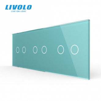 Сенсорная панель выключателя Livolo 6 каналов (2-2-2) зеленый стекло (VL-C7-C2/C2/C2/-18)