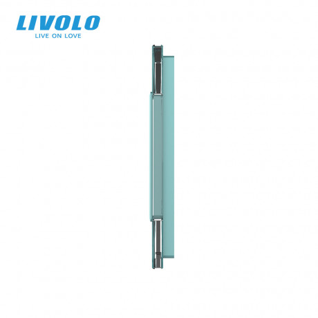 Сенсорная панель выключателя Livolo и двух розеток (1-0-0) зеленый стекло (VL-C7-C1/SR/SR-18)