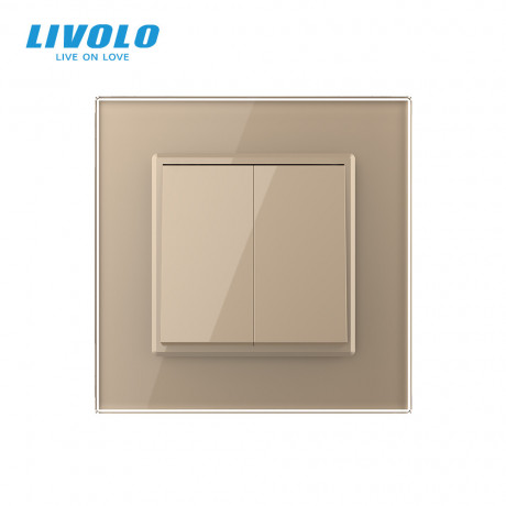 Двухклавишный перекрестный выключатель Livolo золотой (VL-C7FCMM10A-1AP)