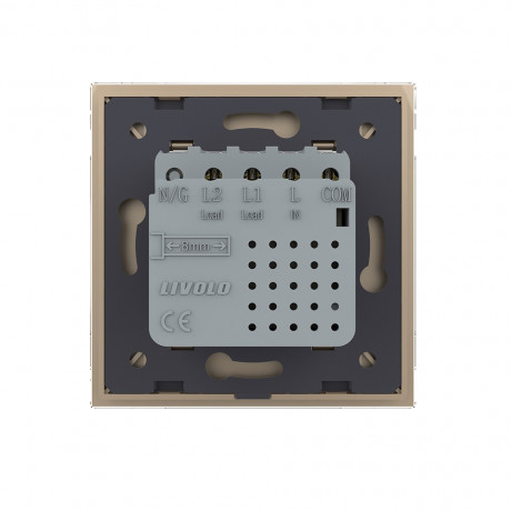 Сенсорный проходной выключатель Sense 2 сенсора Livolo золото (722000413)