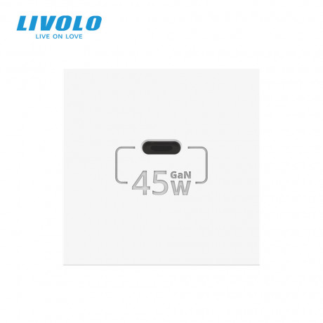 Механизм розетка USB type C с блоком питания 45W Livolo белый (VL-FCUC-2WP)
