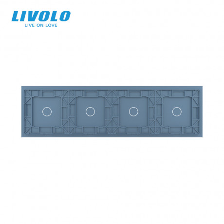 Сенсорная панель выключателя Livolo 4 канала (1-1-1-1) голубой стекло (VL-C7-C1/C1/C1/C1-19)