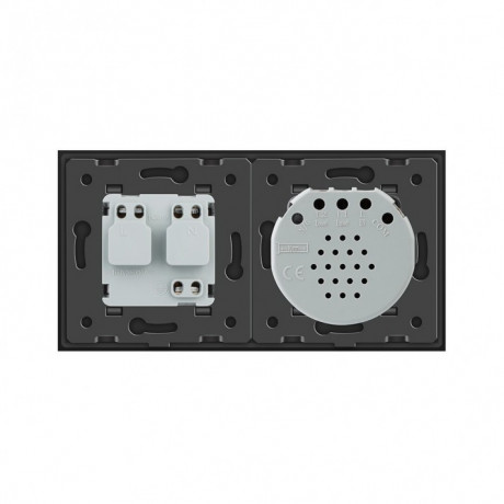 Бесконтактный выключатель с розеткой Livolo серый стекло (VL-C701/C7C1EU-PRO-15)
