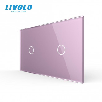 Сенсорная панель для выключателя 2 сенсора (1-1) Livolo розовый стекло (C7-C1/C1-17)