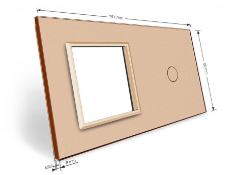 Сенсорная панель комбинированная для выключателя 1 сенсор 1 розетка (1-0) Livolo золото стекло (VL-P701/E-4A)