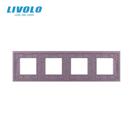 Рамка розетки 4 места Livolo розовый стекло (C7-SR/SR/SR/SR-17)