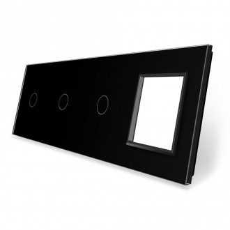 Сенсорная панель комбинированная для выключателя 3 сенсора 1 розетка (1-1-1-0) Livolo черный стекло