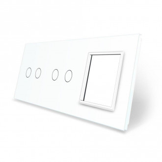 Сенсорная панель комбинированная для выключателя 4 сенсора 1 розетка (2-2-0) Livolo белый стекло