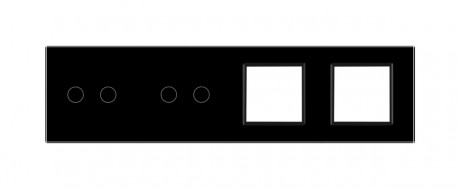Сенсорная панель комбинированная для выключателя 4 сенсора 2 розетки (2-2-0-0) Livolo черный стекло