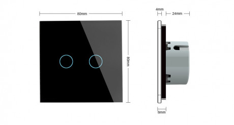 Сенсорный проходной выключатель с защитой от брызг 2 сенсора Livolo черный стекло (VL-C702S-IP-12)